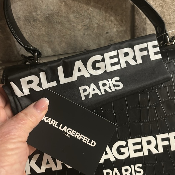NWT Karl Lagerfeld crossbody/satchel black and white - Picture 8 of 11